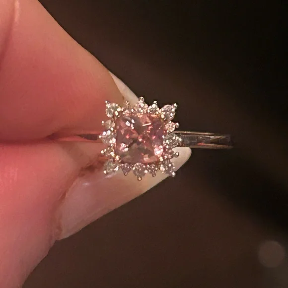 Blush Pink Apatite Halo Ring 14K Rose Gold over 925 Sterling Silver - Picture 11 of 14